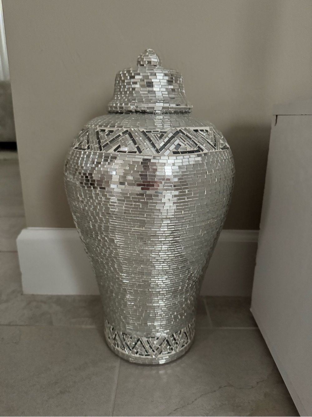 Silver Mosaic Decorative Jar - Home Accents